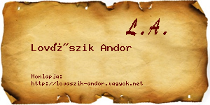 Lovászik Andor névjegykártya